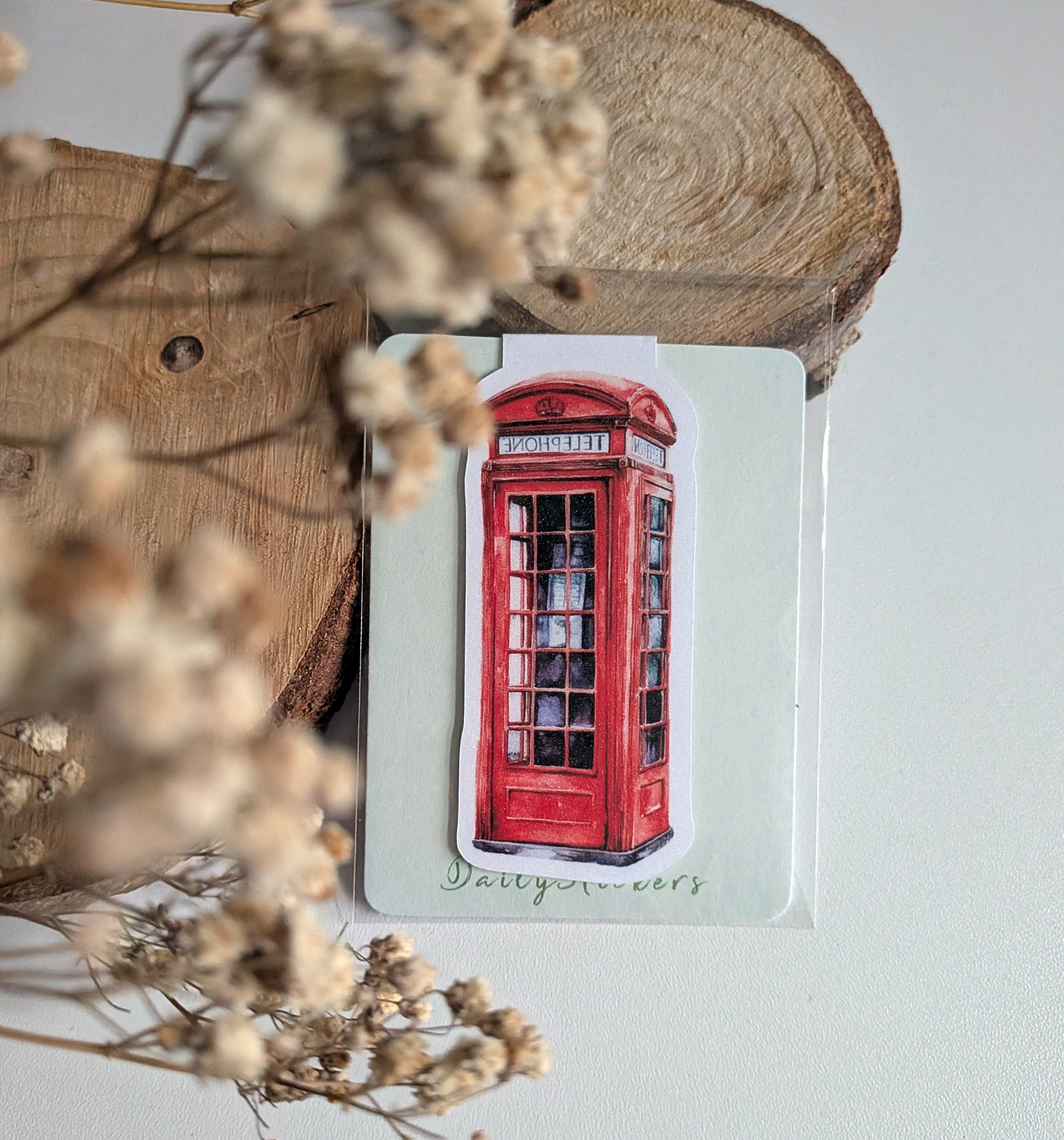 British Phone Box Magnetic Bookmark. London Gift Page Marker. Reading Souvenir Magnet