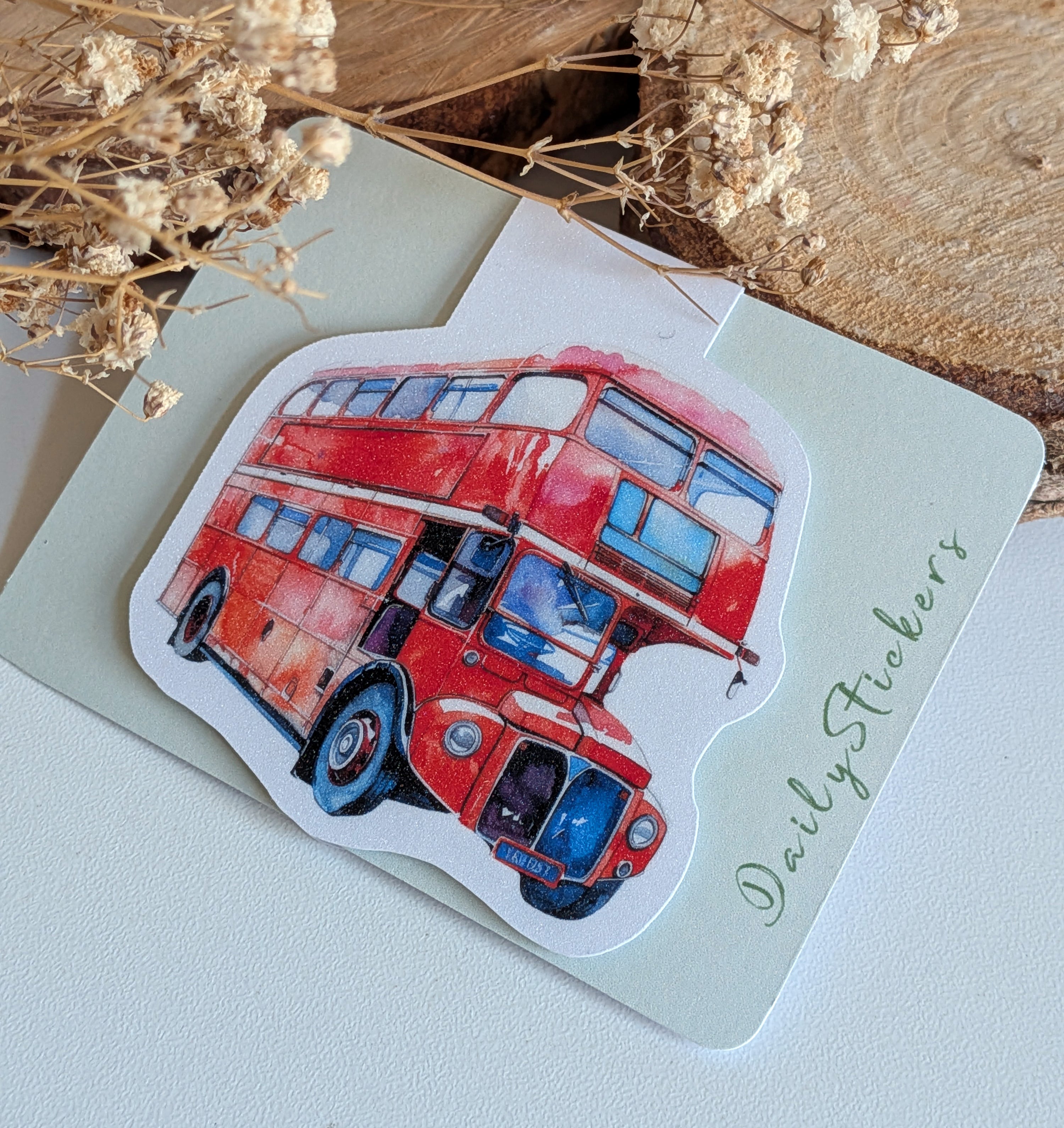 Red bus Magnetic Bookmark. London Gift Page Marker. Reading Souvenir Magnet