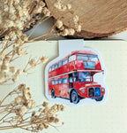 Red bus Magnetic Bookmark. London Gift Page Marker. Reading Souvenir Magnet