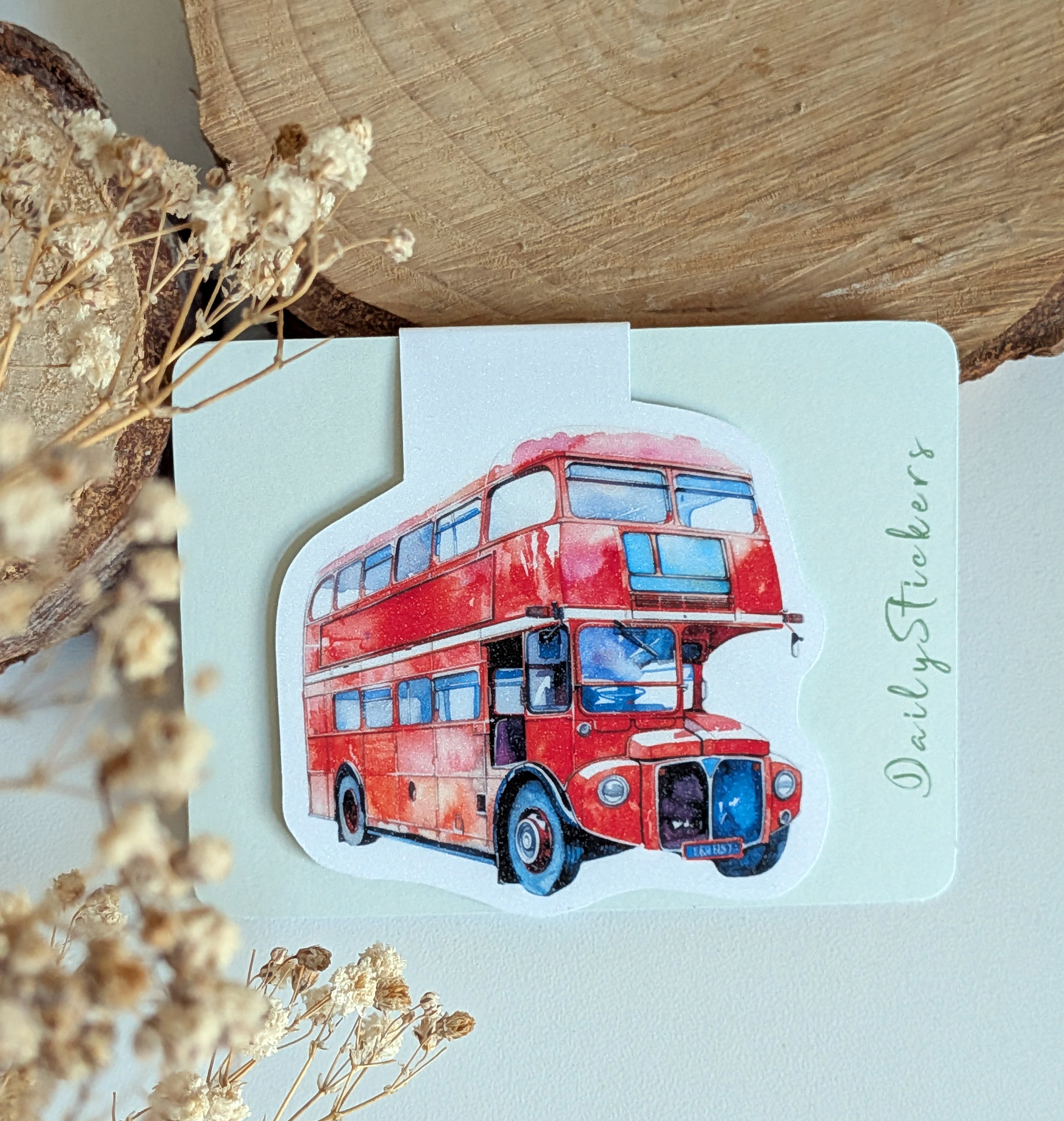 Red bus Magnetic Bookmark. London Gift Page Marker. Reading Souvenir Magnet