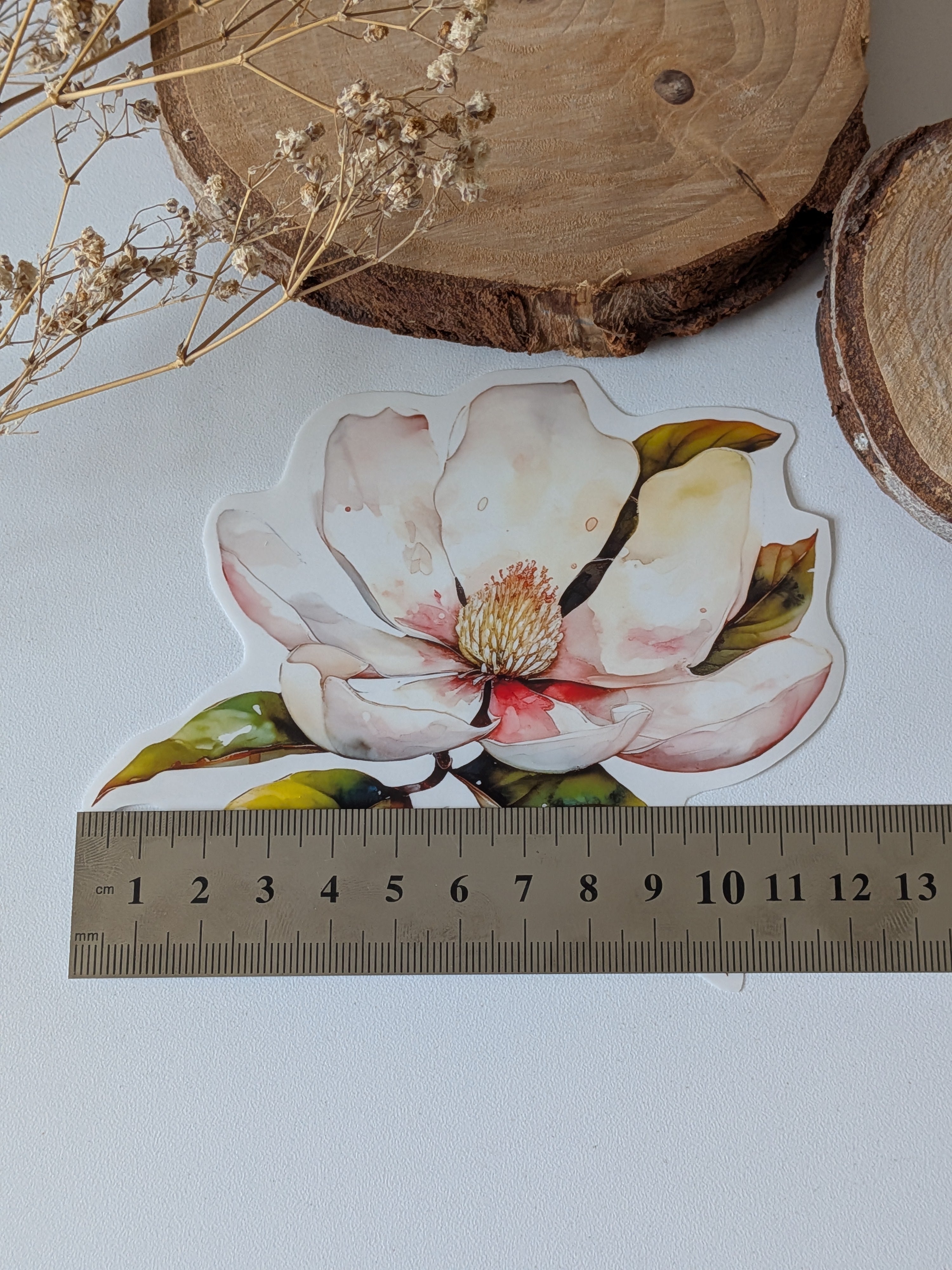 Watercolor Magnolia Sticker: Floral Spring Decal, Planner Stickers