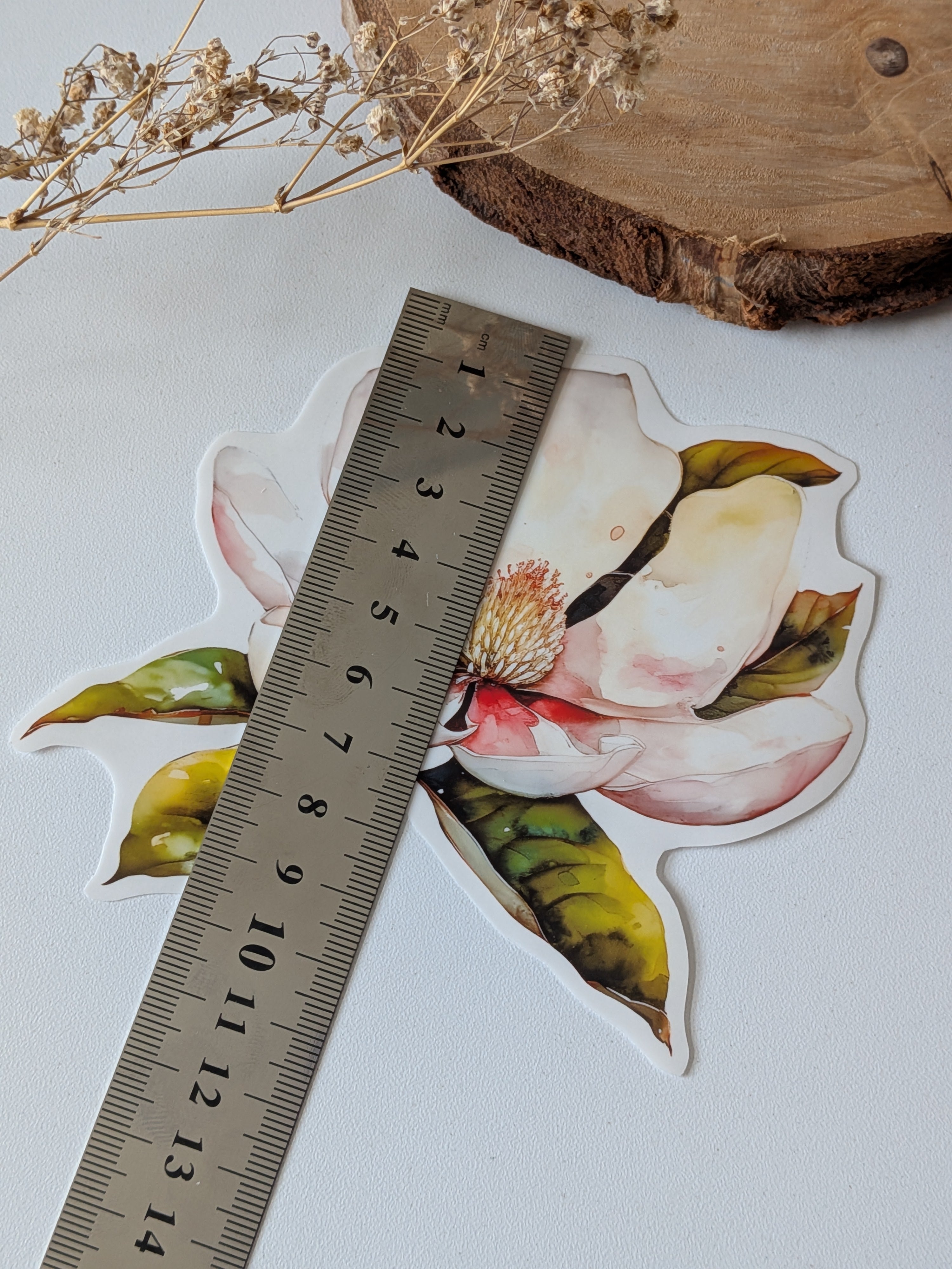 Watercolor Magnolia Sticker: Floral Spring Decal, Planner Stickers