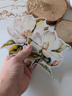 Watercolor Magnolia Sticker: Floral Spring Decal, Planner Stickers