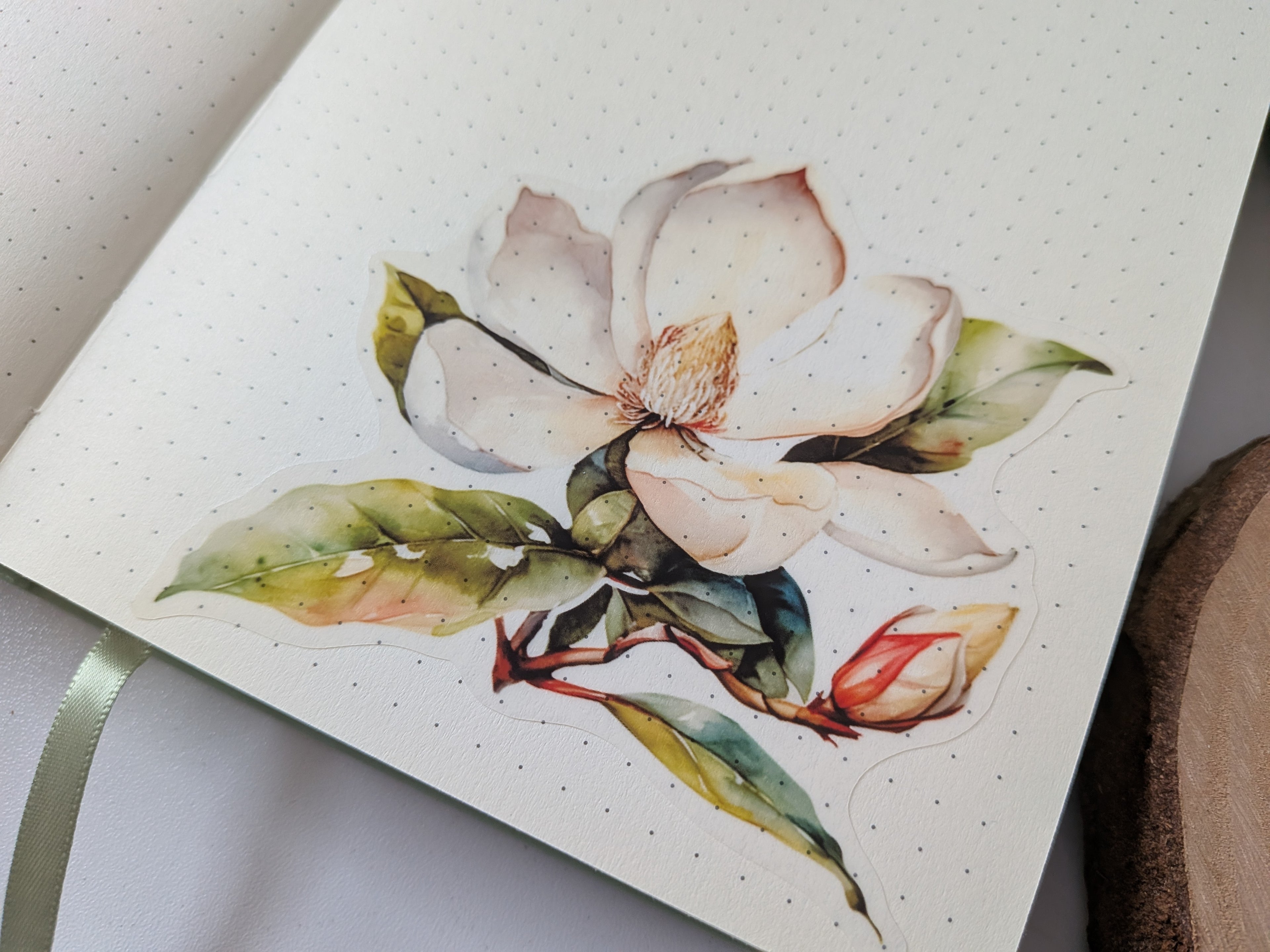 Watercolor Magnolia Sticker: Floral Spring Decal, Planner Stickers