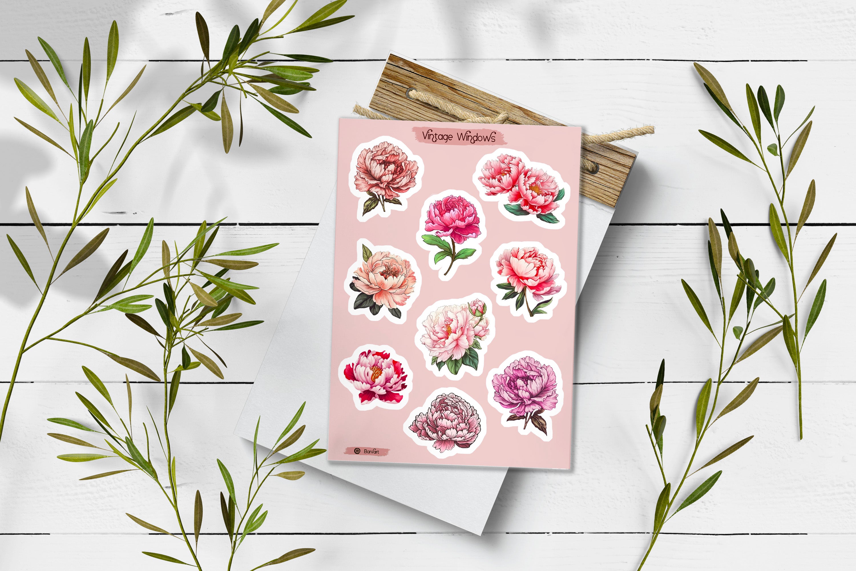 Peony Flower Stickers