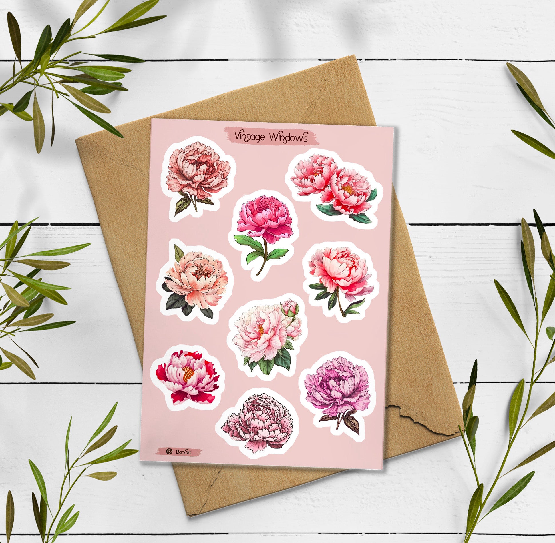 Peony Flower Stickers