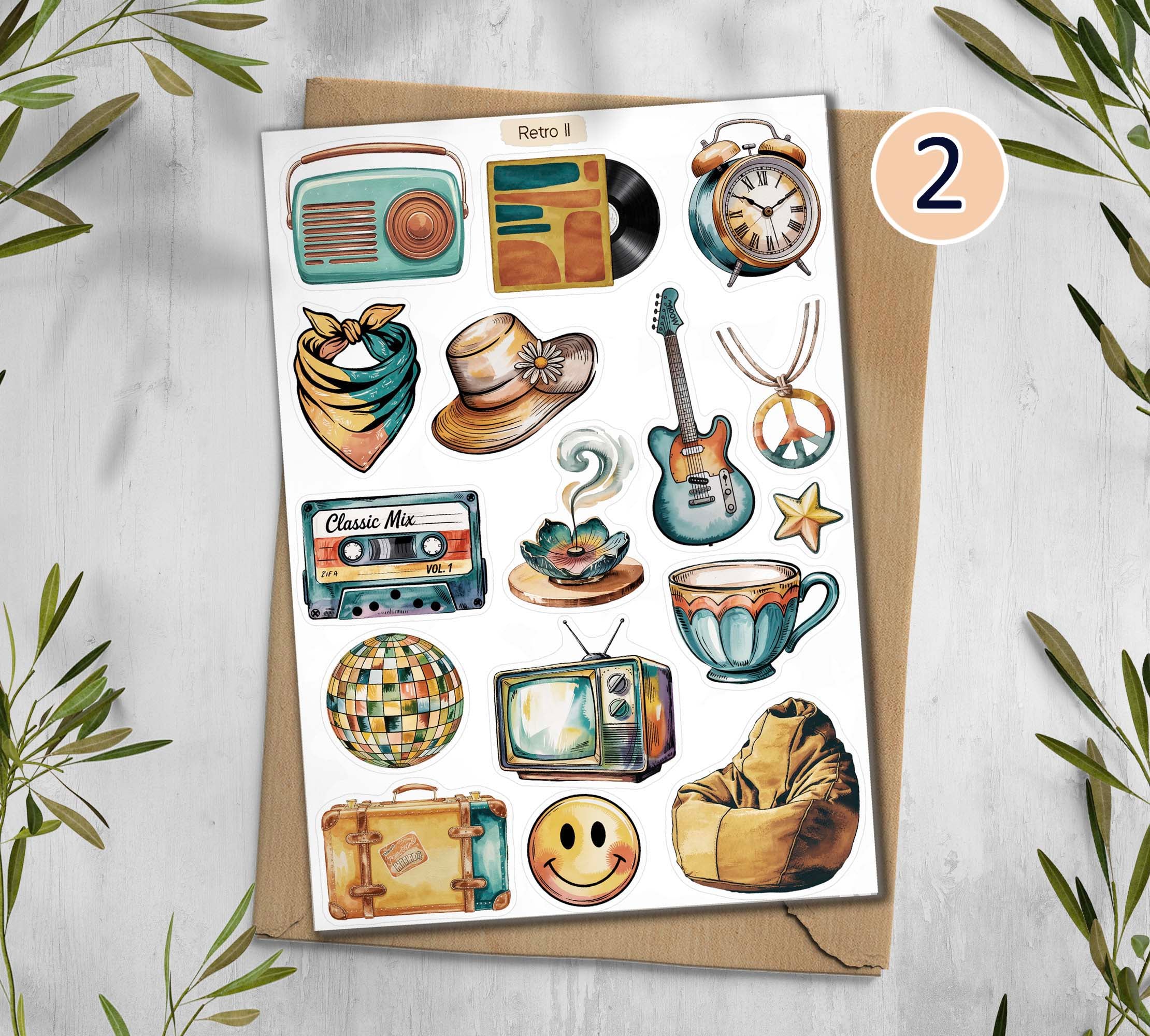 Retro 70s Disco Style Stickers