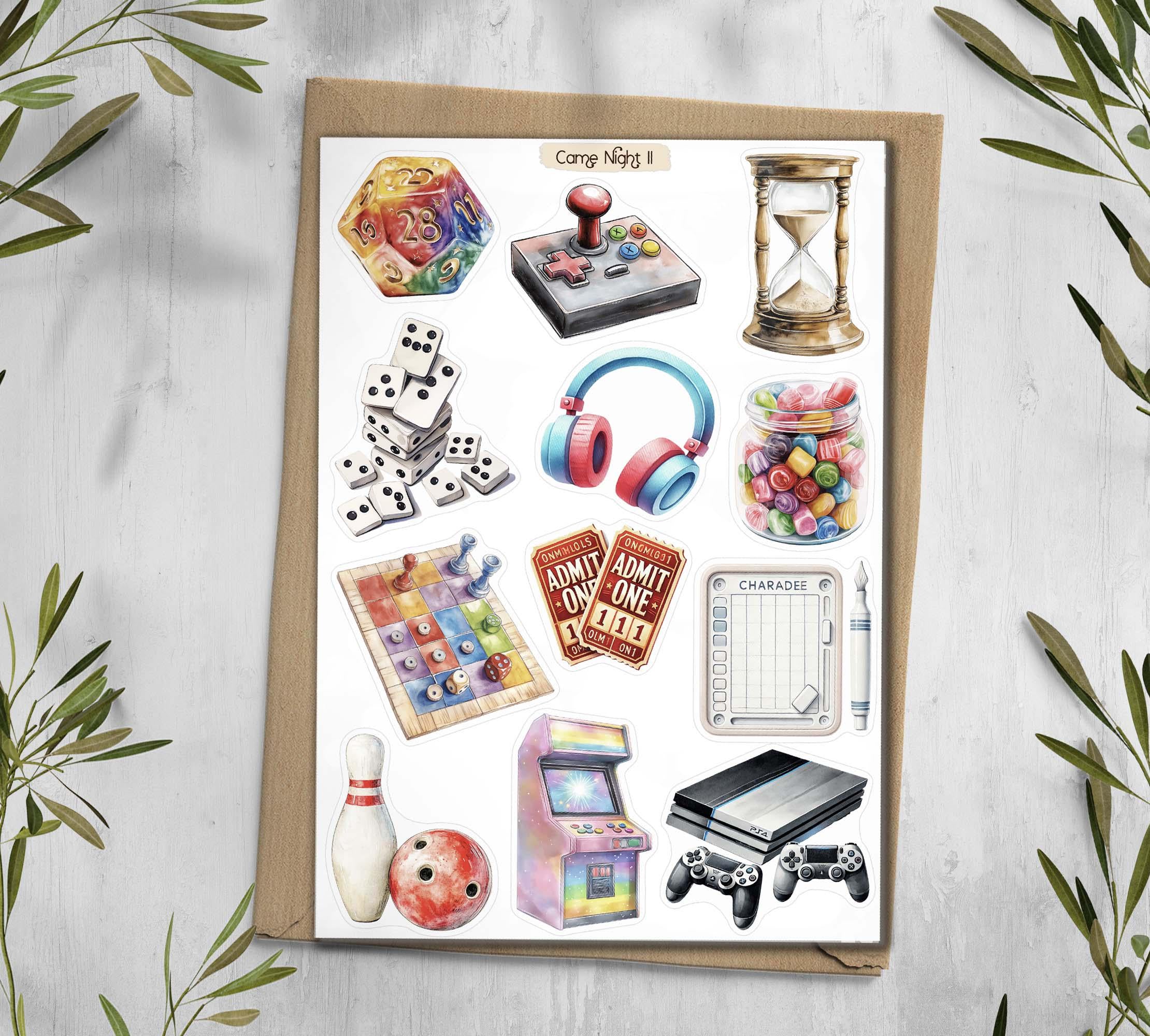 Game Night Stickers. Gaming Stickers. Bord Games Stickers. Family night Sticker Sheet. Planner Scrapbooking
