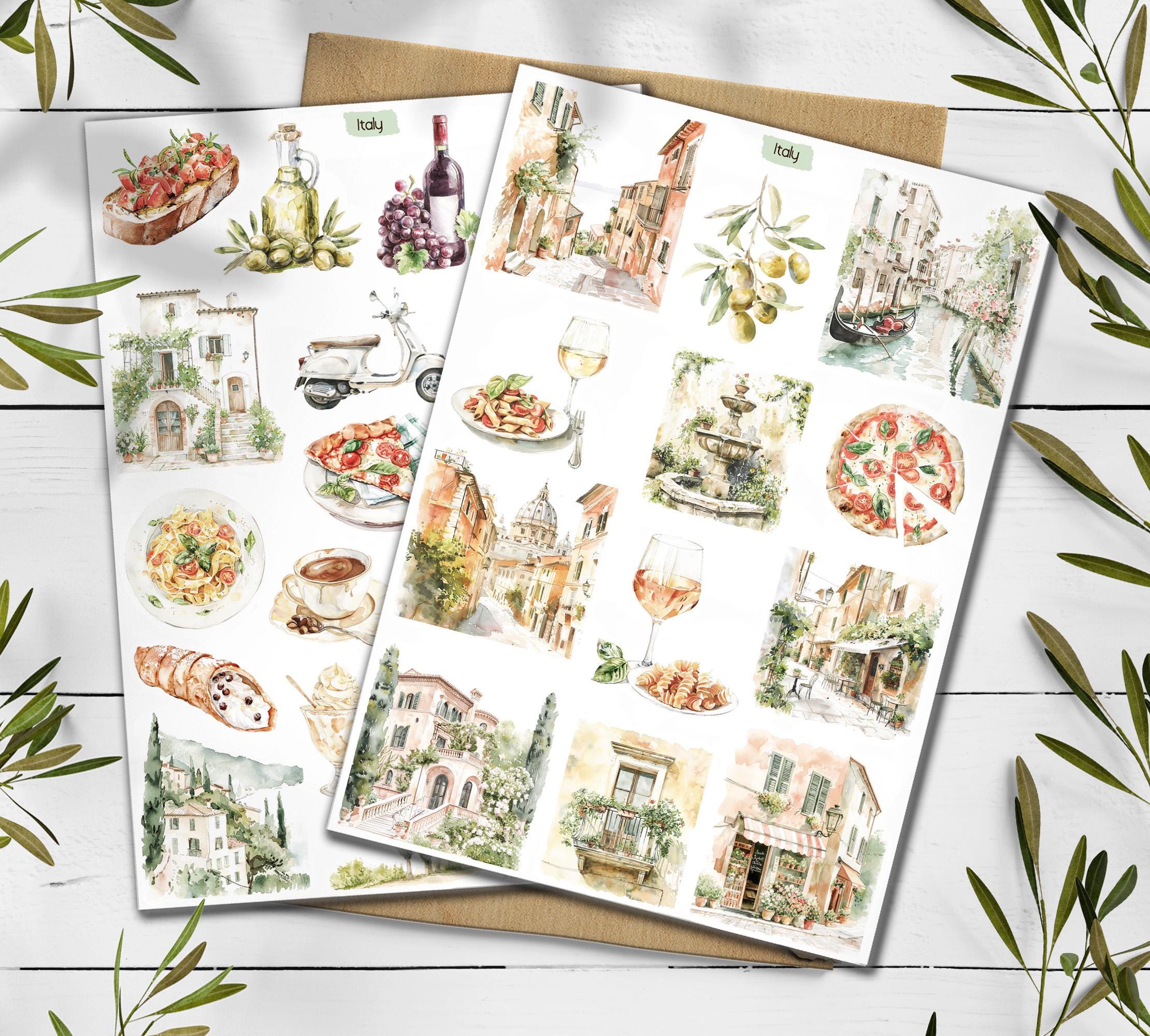 Italy Travel Stickers: Mediterranean Holiday, Planner, Scrapbook
