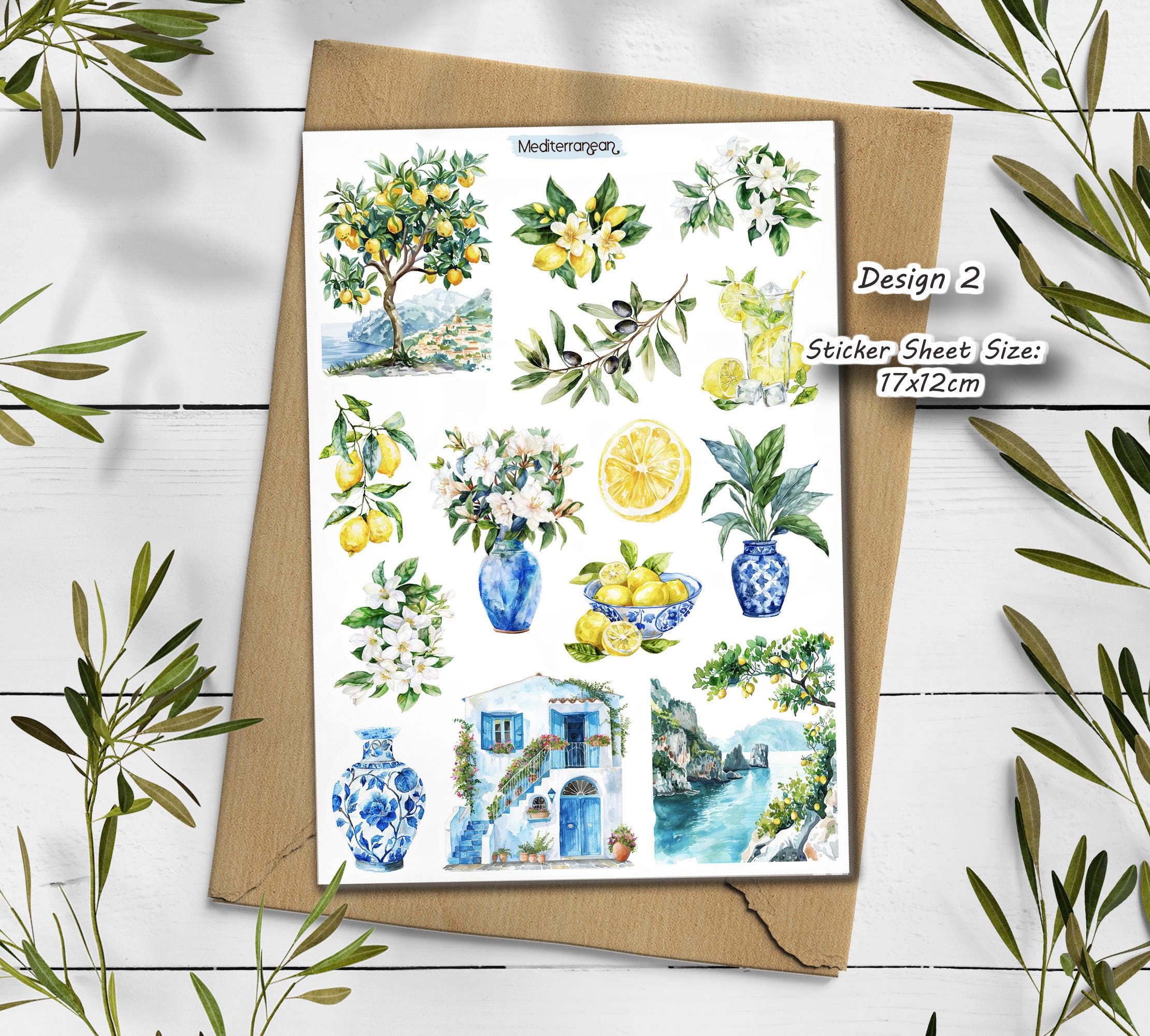 Mediterranean Stickers. Travel Stickers. Mediterranean Summer Holiday Stickers. Europe Stickers. Around the World. Lemon Scrapbooking