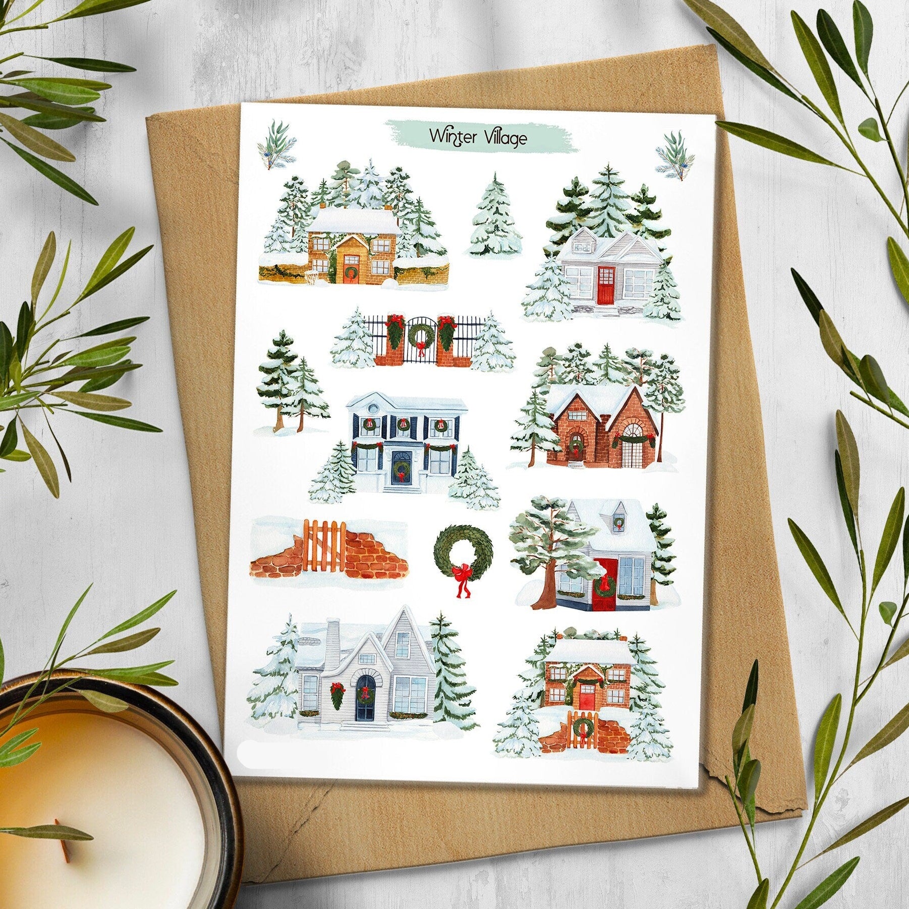 Winter Village Sticker Sheet