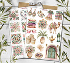 Moroccan Tile Stickers: Travel Scrapbook Planner Stickers