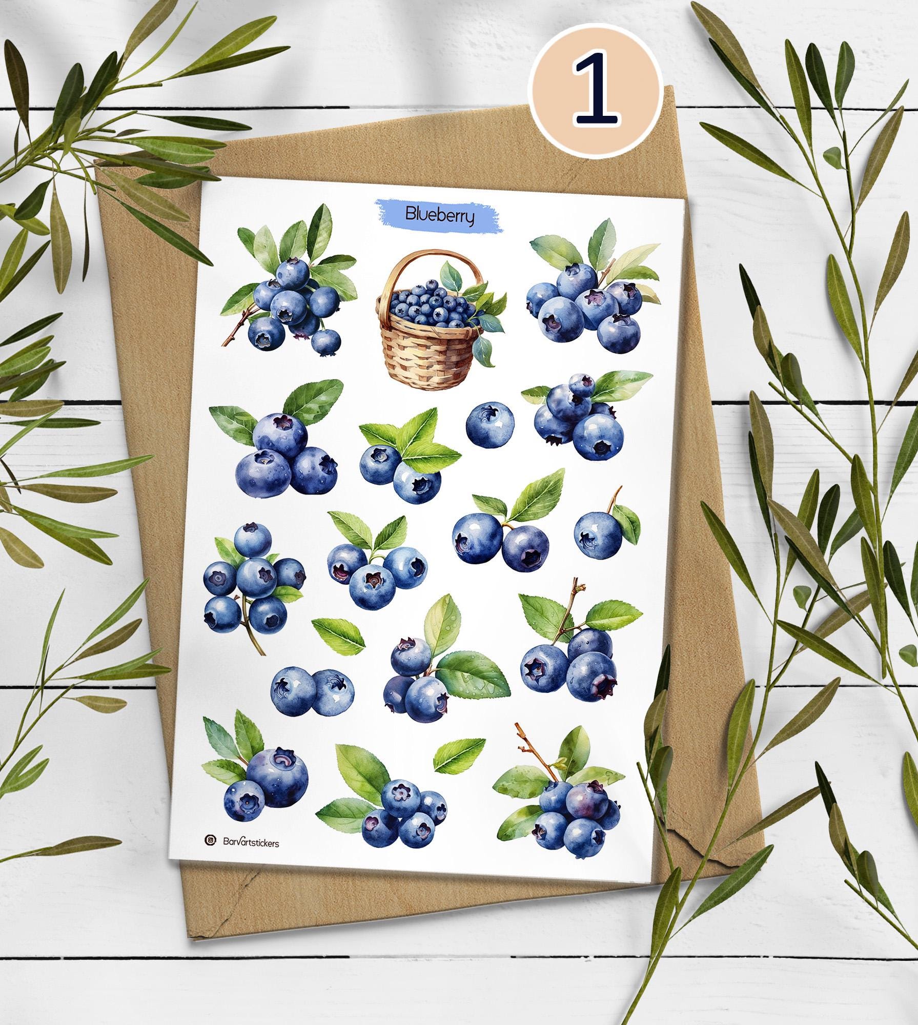 Blueberry Stickers. Summer Berry Planner Stickers. Blueberry treats stickers. Journaling, Scrapbooking Stickers
