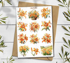 Lily Flower Sticker Pack: Botanical Scrapbooking Stickers