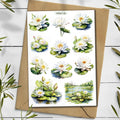 Water Lily Stickers: Lotus Flower, Planner Stickers