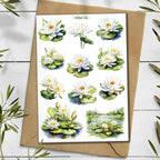 Water Lily Stickers: Lotus Flower, Planner Stickers