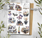 Halloween Stickers. Witch, Ghost, Pumpkin Scrapbooking Stickers. Fall Halloween planner stickers.