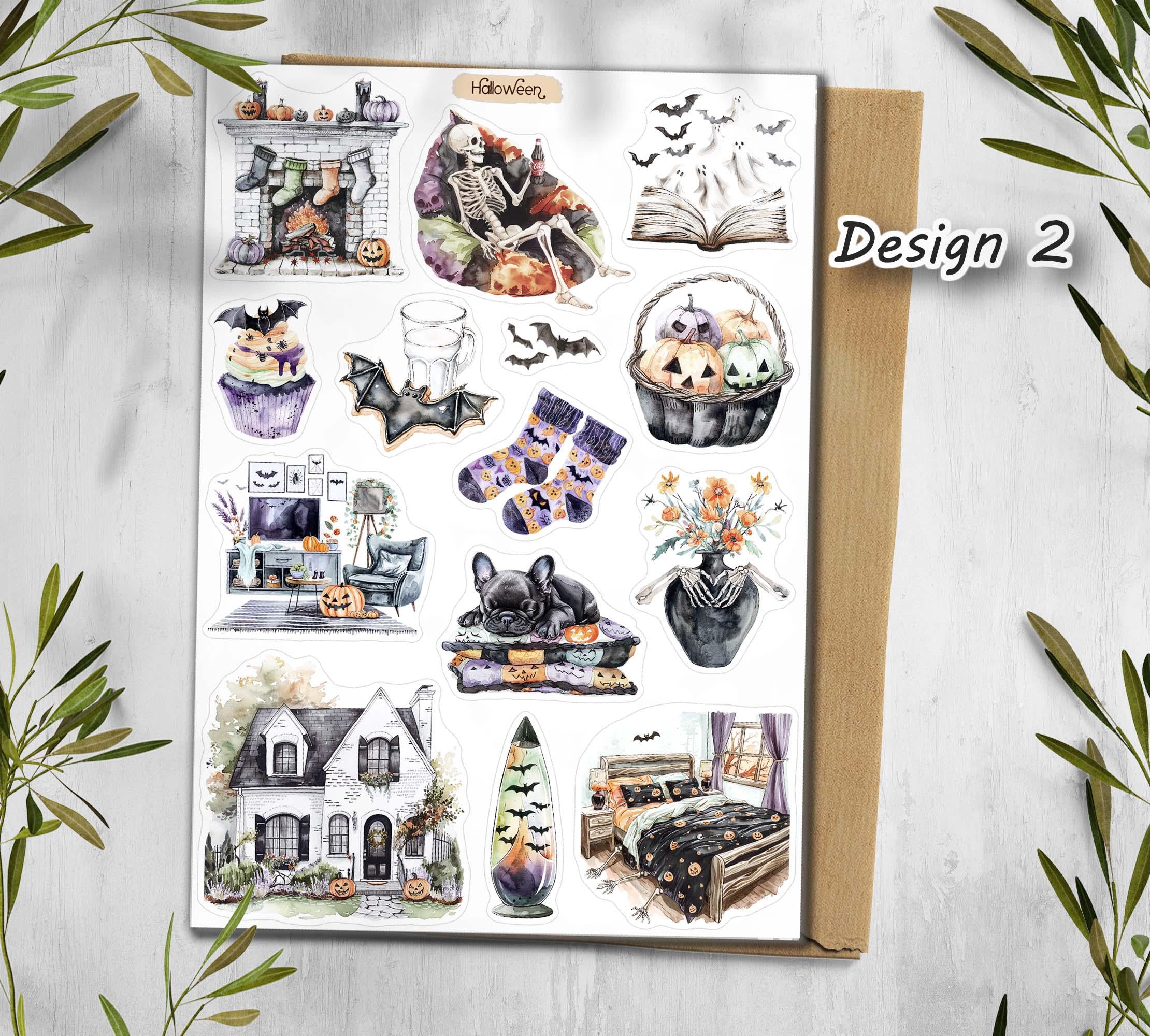 Halloween Stickers. Witch, Ghost, Pumpkin Scrapbooking Stickers. Fall Halloween planner stickers.
