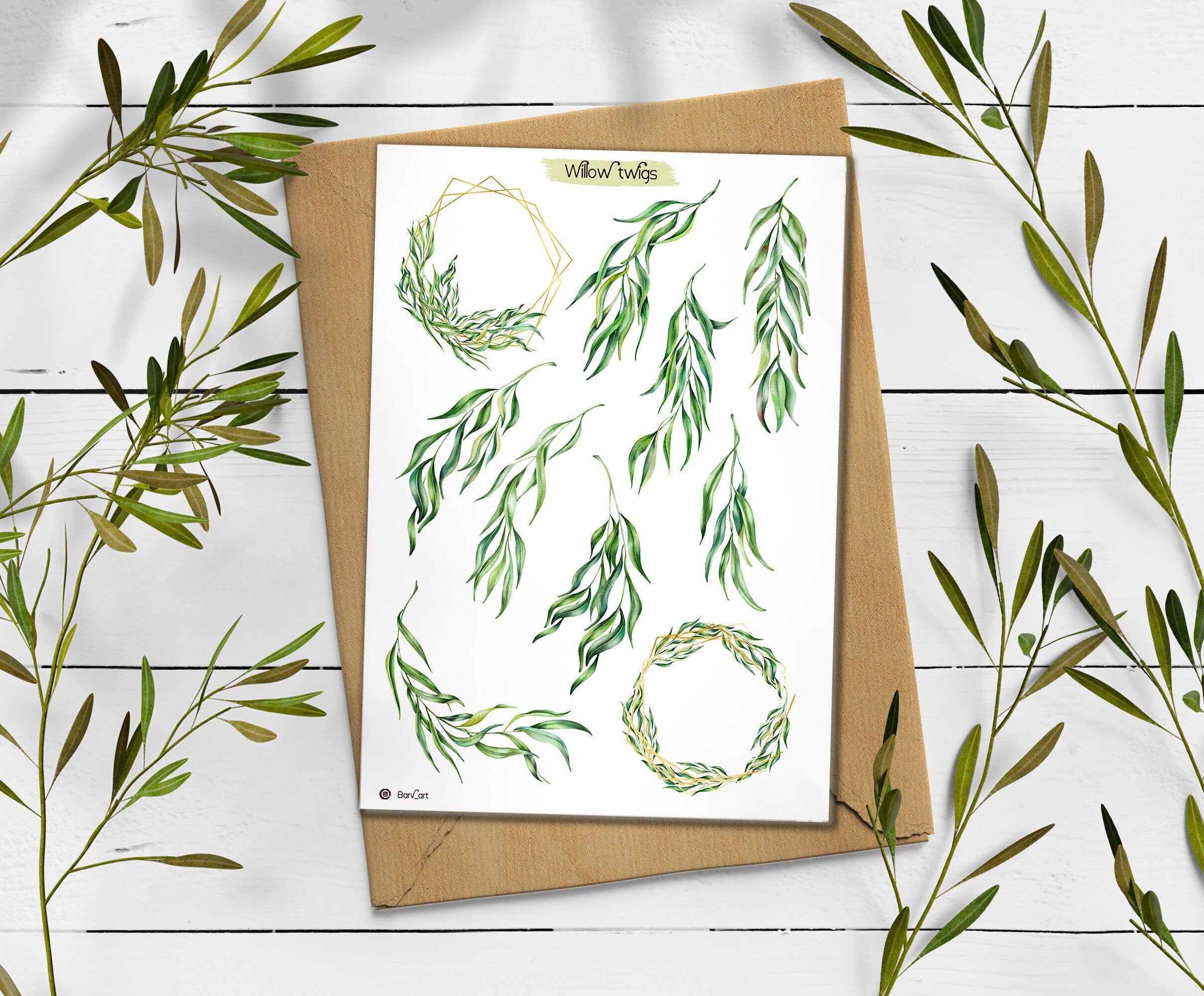 Willow & Eucalyptus Sticker Pack: Green Leaf Planner Stickers