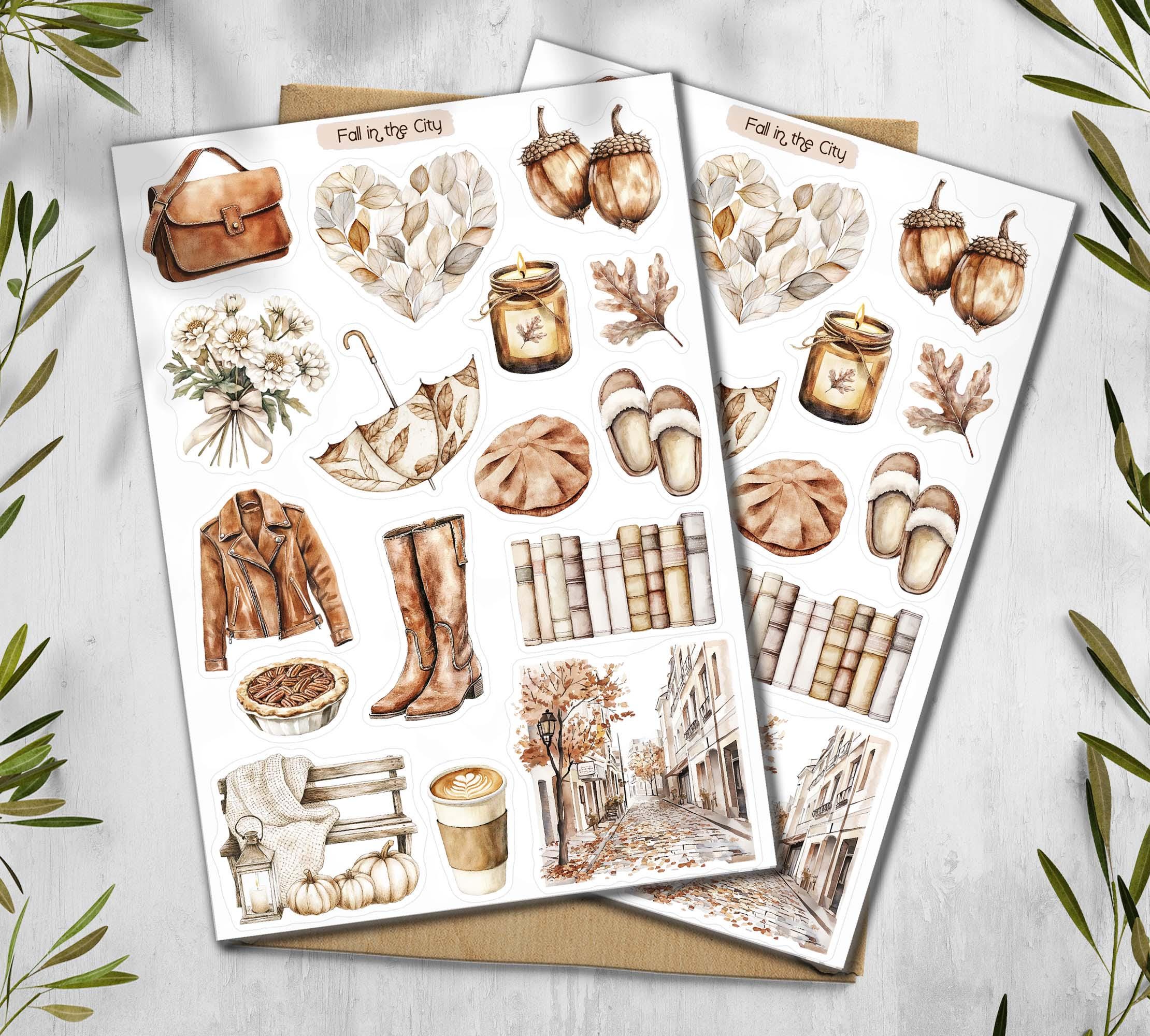 Autumn Stickers. Fall in the City Stickers. Autumn Stickers. Fall Stickers. Farmhouse Stickers. Autumn Planner Stickers. Brown Sticker
