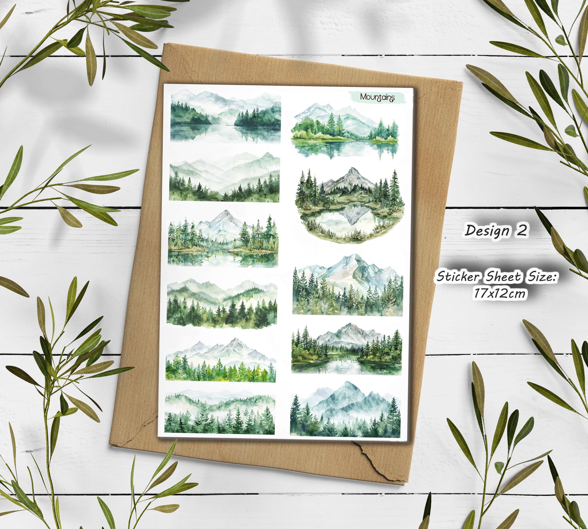 Watercolor Mountain Stickers