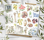 Greece Travel Sticker Sheet: Mediterranean Lemon Stickers