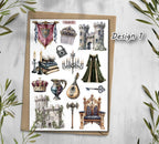 Medieval Witchcraft Stickers: Castlecore Scrapbook Decals. Knight stickers