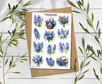 Bluebonnet Flower Stickers: Wildflower Spring Decals