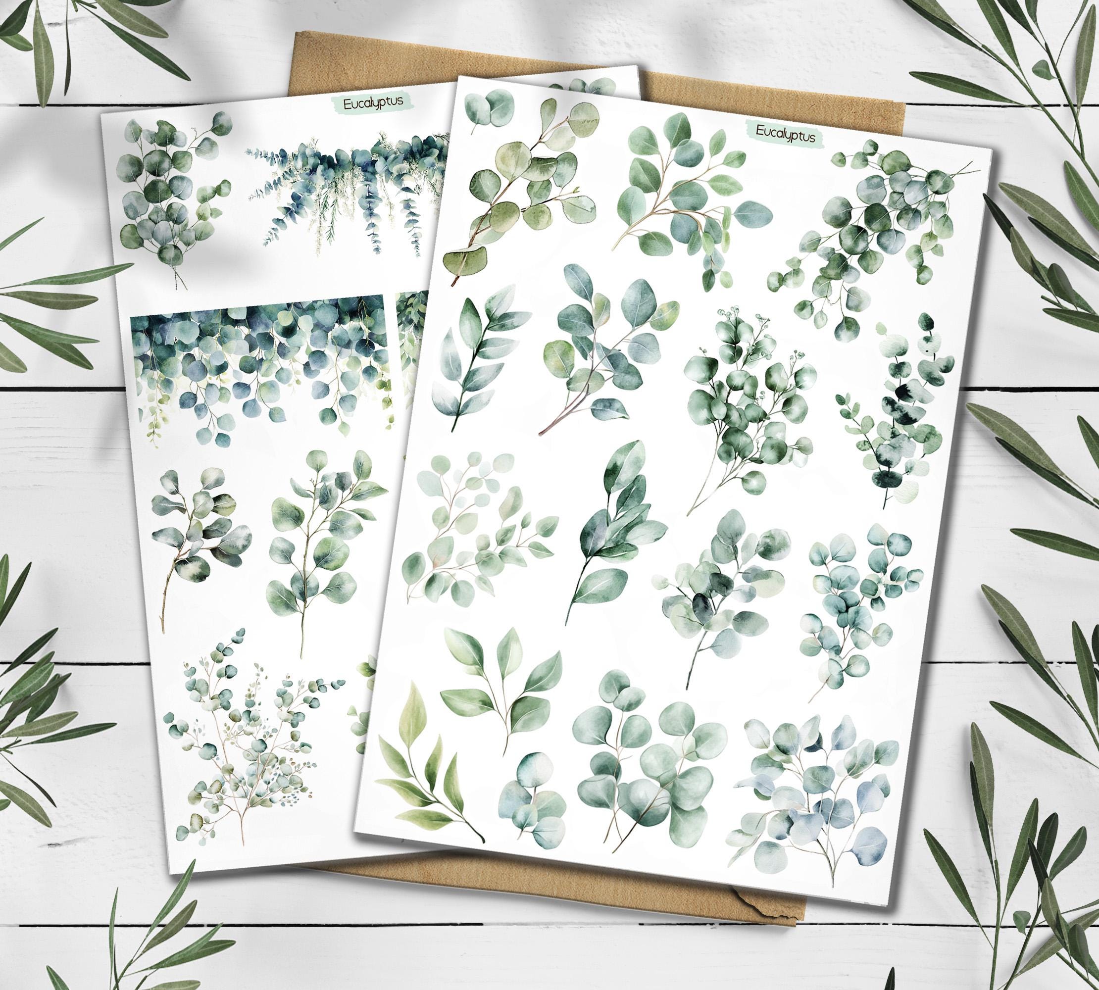 Eucalyptus & Wildflower Stickers: Greenery Scrapbooking, Planner Stickers