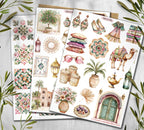 Moroccan Tile Stickers: Travel Scrapbook Planner Stickers