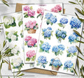 Hydrangea stickers. White Hydrangea Stickers. Blue Hydrangea Flower Stickers. Summer Blossom Stickers. Bullet Journal. Garden Scrapbooking