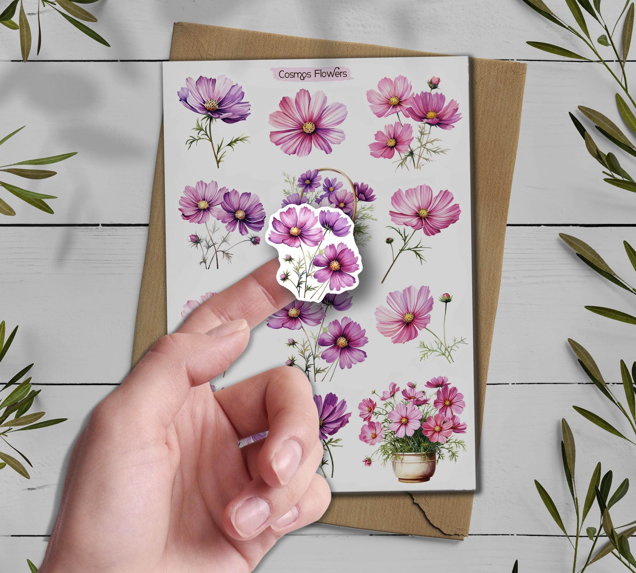 Cosmos Flower Stickers: Wildflower Spring Planner Stickers