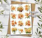 Lily Flower Sticker Pack: Botanical Scrapbooking Stickers