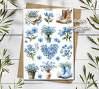 Forget Me Not Flower Stickers. Blue Wildflower Spring Sticker Sheet