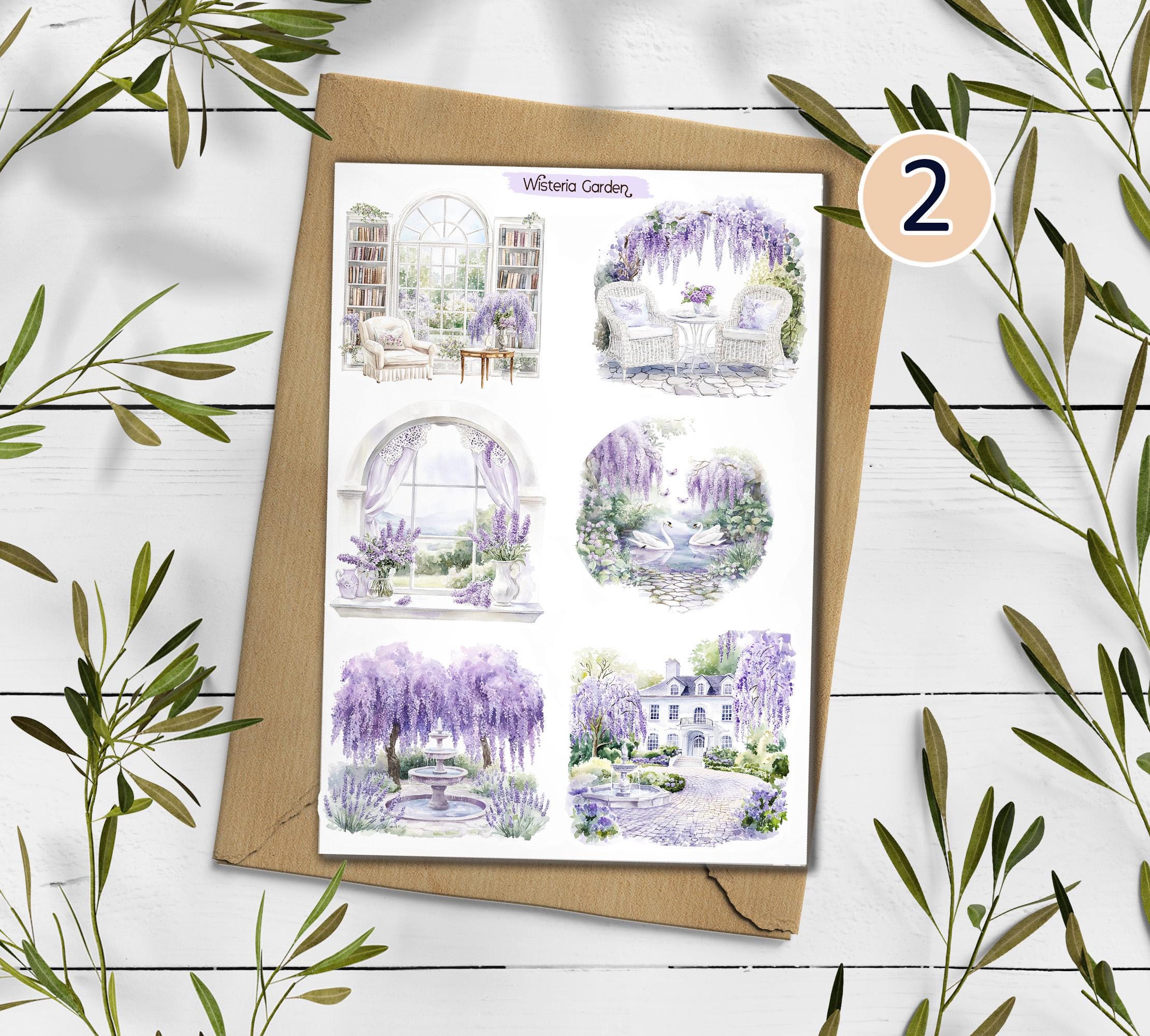 Wisteria sticker sheet. Purple Wisteria Stickers. Wisteria Flower Stickers. Summer Blossom Stickers. Bullet Journal. Violet Planner Sticker