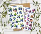 Blueberry Stickers. Summer Berry Planner Stickers. Blueberry treats stickers. Journaling, Scrapbooking Stickers