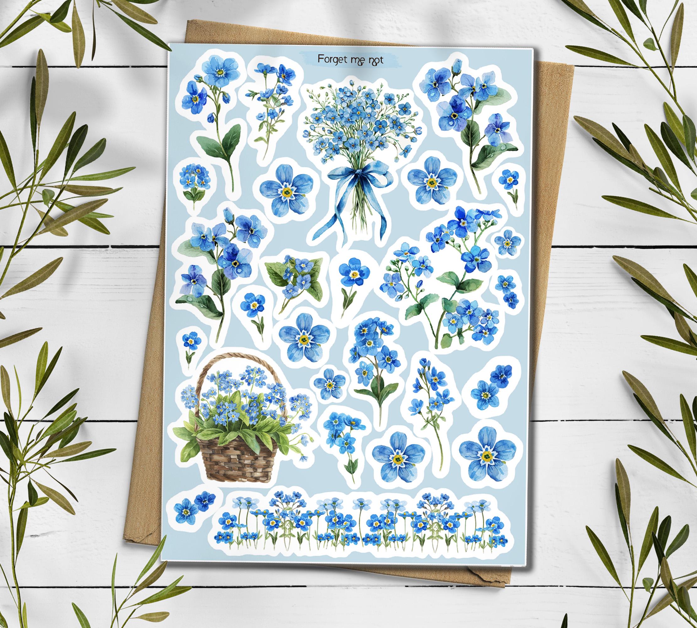 Forget Me Not Stickers: Wildflower Spring Planner Stickers