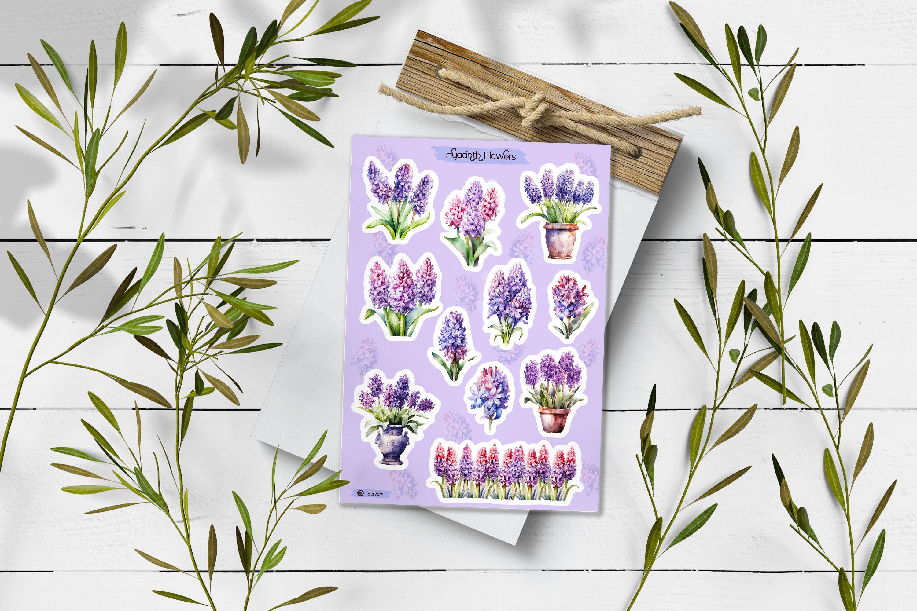 Hyacinth Flower Stickers: Spring Blossom Planner Stickers