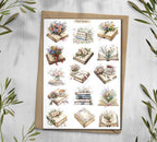 Floral Books Stickers: Vintage Library Planner Scrapbooking