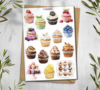 Cupcake stickers. Berries & Fruits Sticker sheet. Planner, Journal, Scrapbook stickers