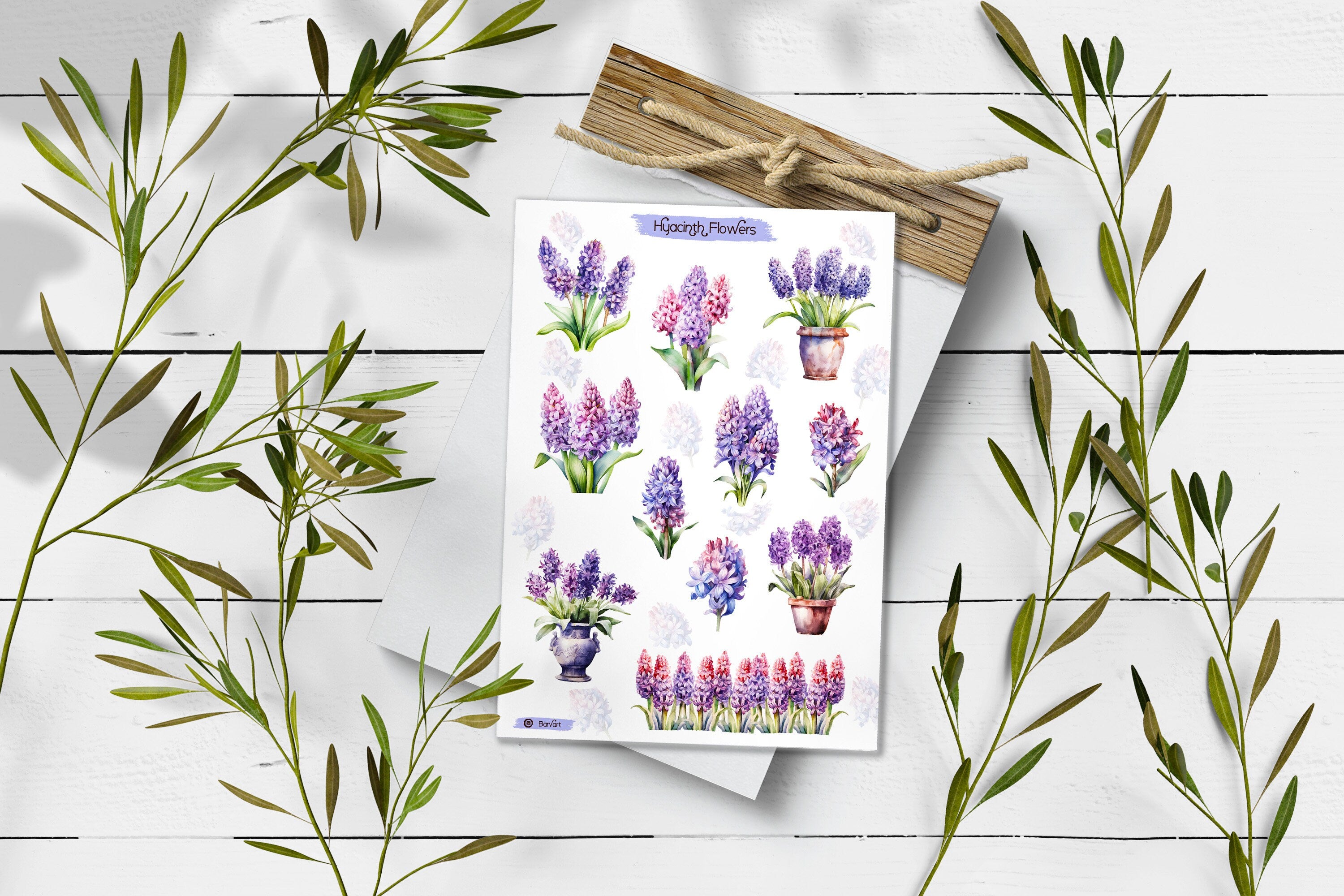 Hyacinth Flower Stickers: Spring Blossom Planner Stickers