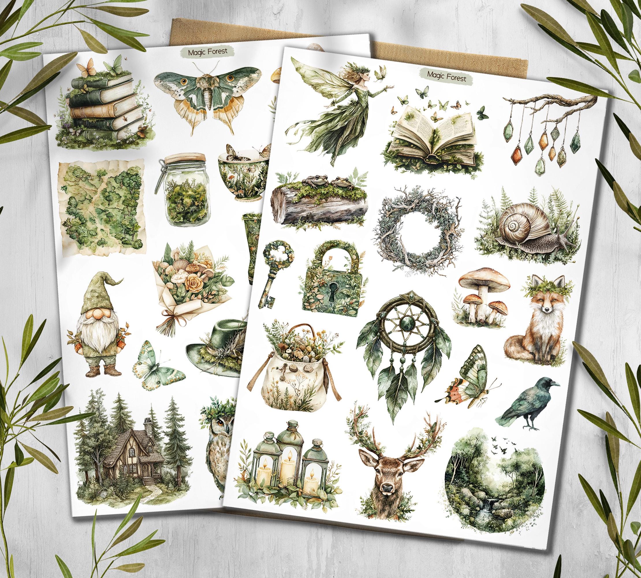 Magic Forest Stickers: Cottagecore Scrapbook, Junk Journal