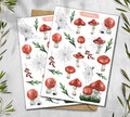 Mushroom Sticker Sheet. Amanita Muscaria Stickers. Autumn Foraging, Woodland Fungi Stickers. Scrapbooking, Planner Stickers