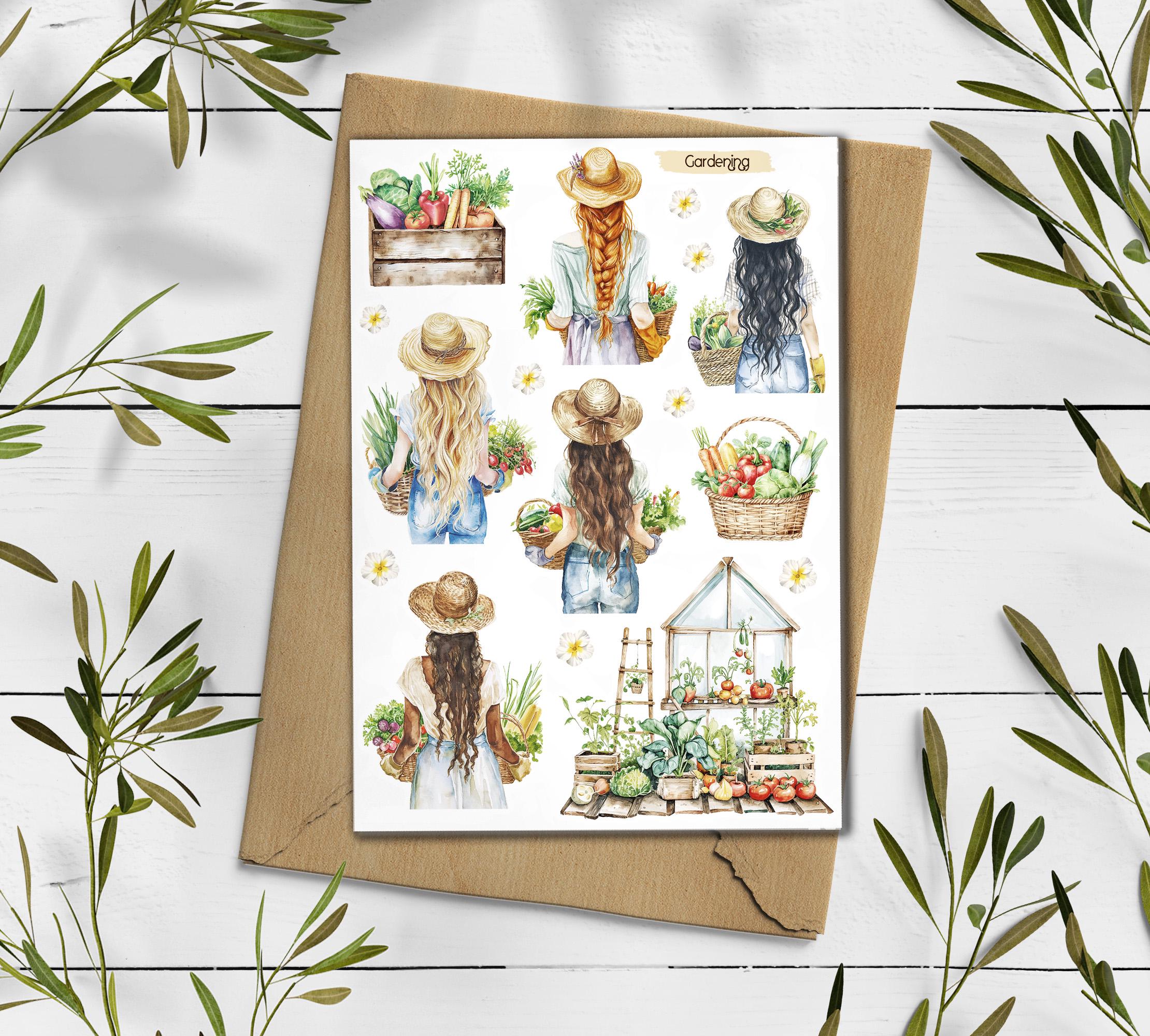 Gardening Stickers: Farmhouse Fruit & Vegetable Planner Stickers