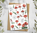 Mushroom Sticker Sheet. Amanita Muscaria Stickers. Autumn Foraging, Woodland Fungi Stickers. Scrapbooking, Planner Stickers