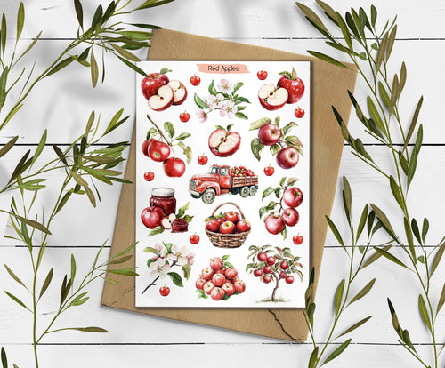 Apple Stickers: Cottagecore Planner, Scrapbook Decoration