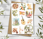 Spain Travel Stickers: Mediterranean Holiday, Scrapbook Planner