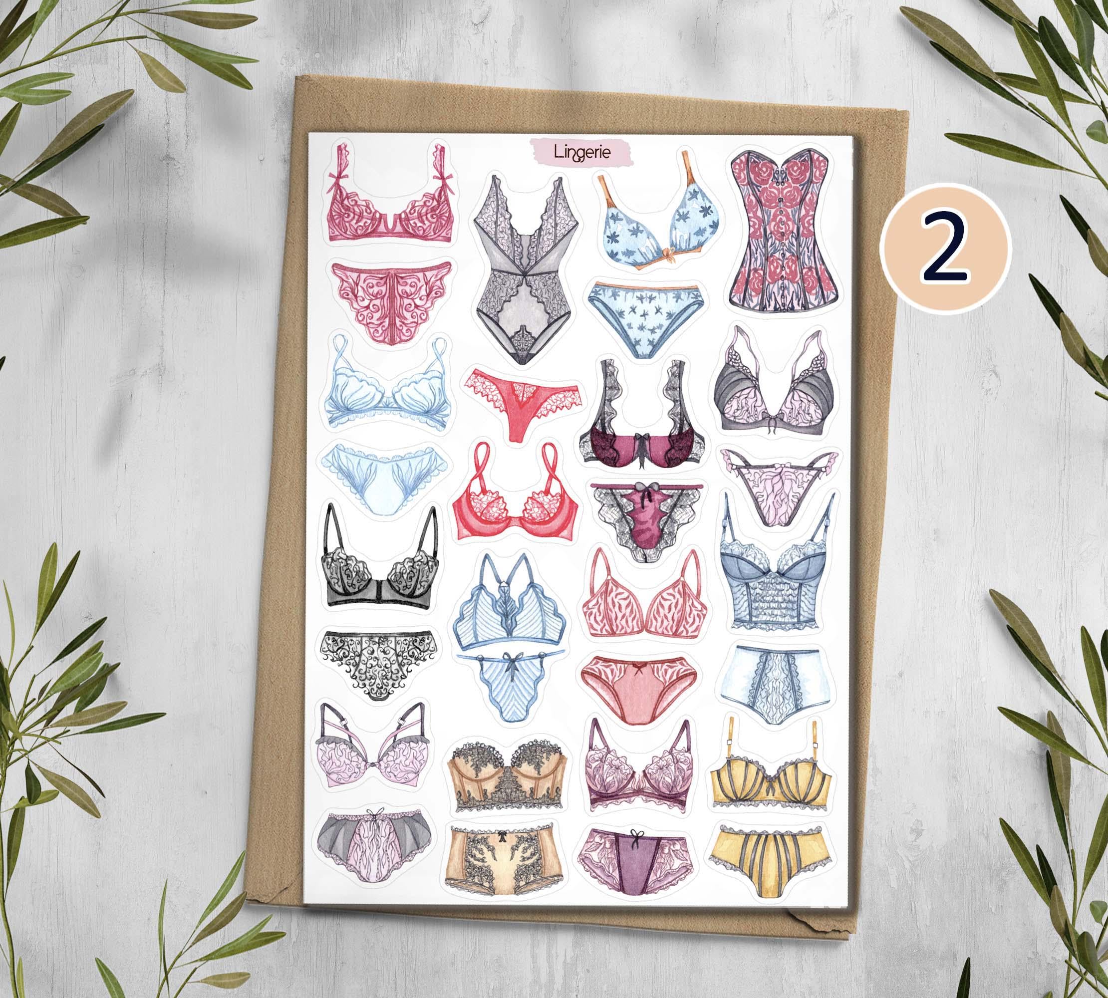 Lingerie Stickers. Lace Stickers. Fashion Stickers. Underwear Stickers. Bra Stickers. Planner, Junkjournal, Scrapbook