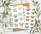 Luna Moth Sticker Sheet: Rainbow Insect Decals for Journaling
