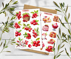 Cranberry Stickers: Foraged Berry Planner Stickers